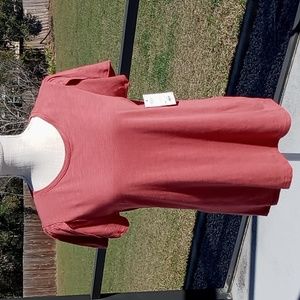 Nine West Women's Short Petal Sleeve Tee Shirt Mauve Size Medium